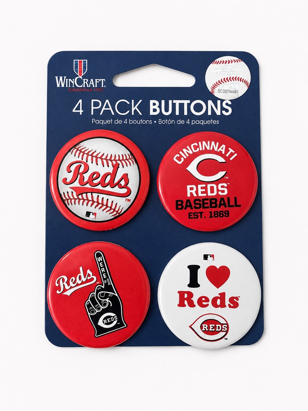 Wincraft Cincinnati Reds Red White 4-Pack Button Set